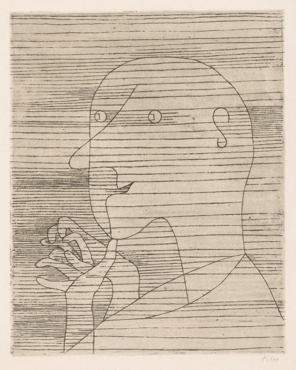 The Calculating Old Man by Paul Klee, print, 1929