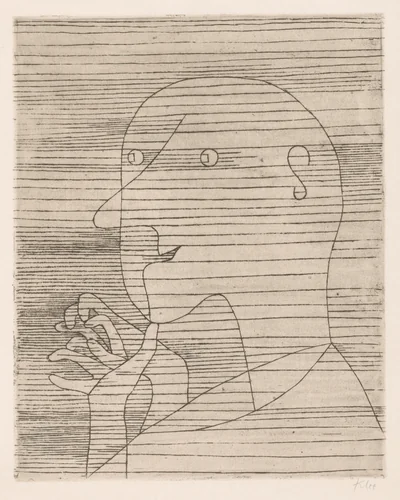 The Calculating Old Man by Paul Klee, print, 1929