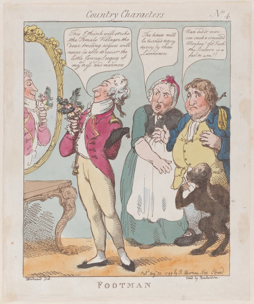 Footman by Thomas Rowlandson, print, 1799