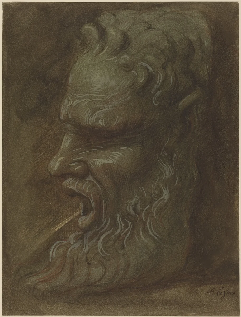 Study of a Mask by Alphonse Legros, drawing, 1837-1911