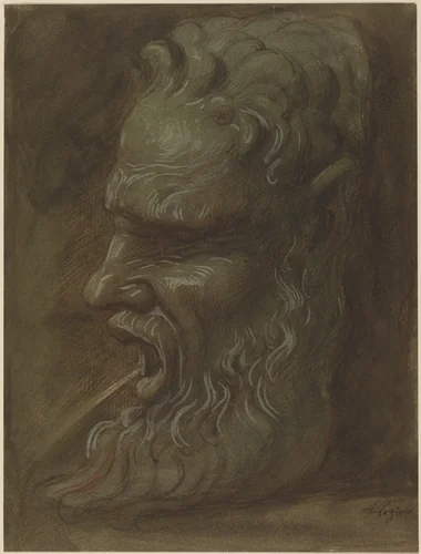 Study of a Mask by Alphonse Legros, drawing, 1837-1911
