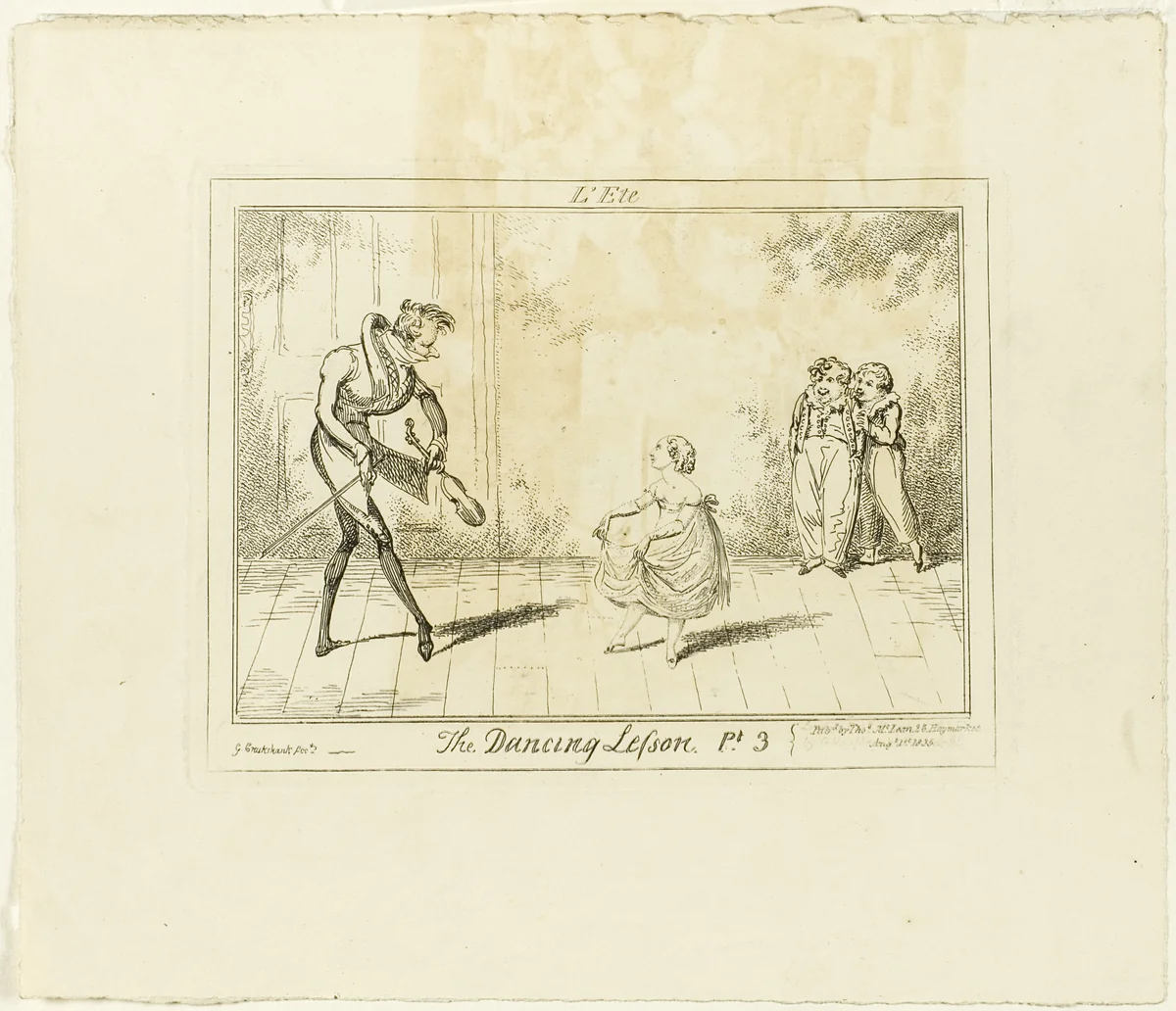 The Dancing Lesson, Part 3: L'ete by George Cruikshank, print, 1825