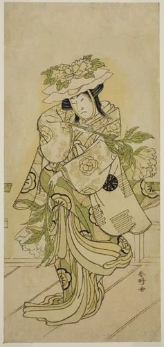 The Actor Nakamura Nakazo I in a Shak-kyo Dance in the Play Aioi Jishi, Performed at the Ichimura Theater in the Fourth Month, 1784 by Katsukawa Shunko, print, 1779-1789