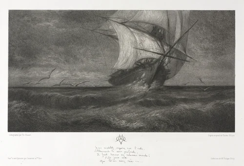 The Phantom Ship, or On the Waves by Theophile Narcisse Chauvel, print, 1872