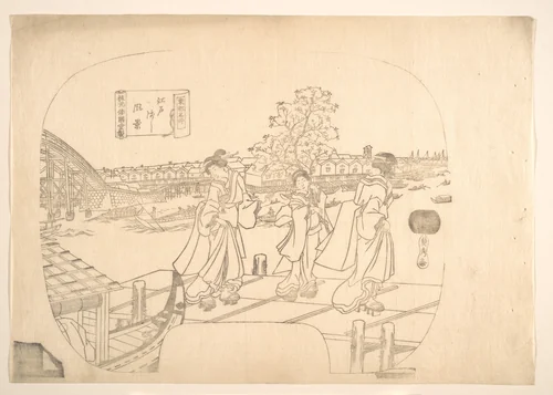 Proof Line-Block Print for Fan by Utagawa Sadahide, print, 1807-1879