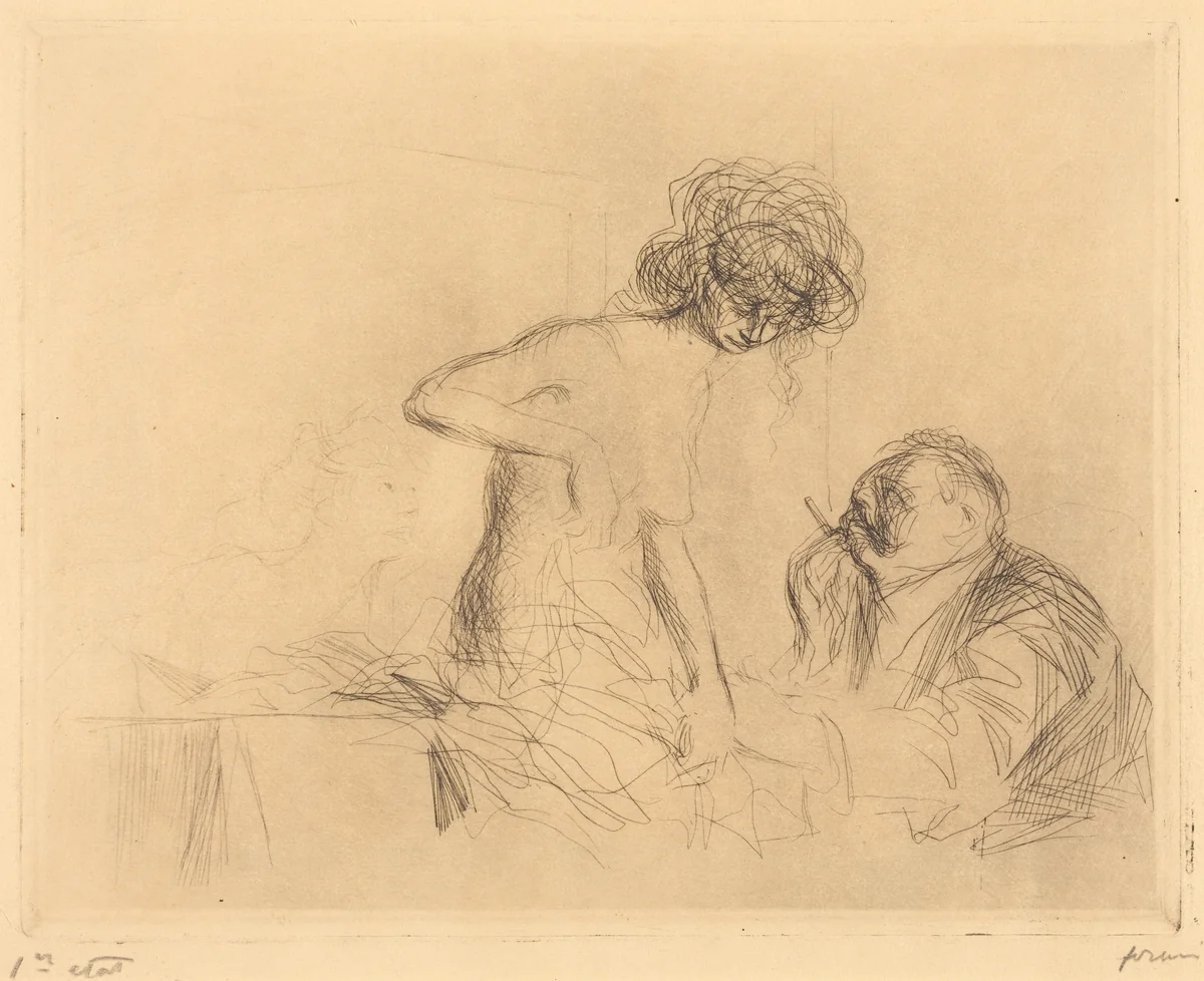 En cabinet particulier (1ère planche) (In a Private Room) (first plate) by Jean-Louis Forain, print, 1909