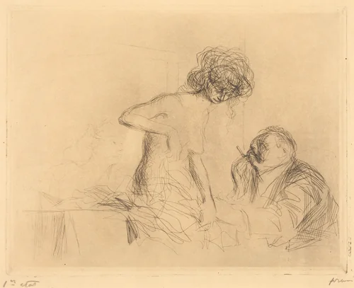 En cabinet particulier (1ère planche) (In a Private Room) (first plate) by Jean-Louis Forain, print, 1909