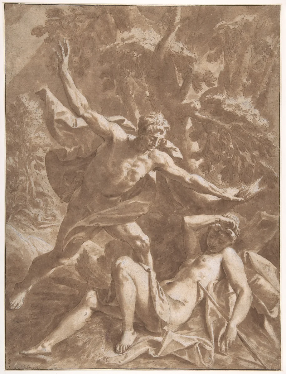 Cephalus and Procris by anonymous, drawing, 1500-1599