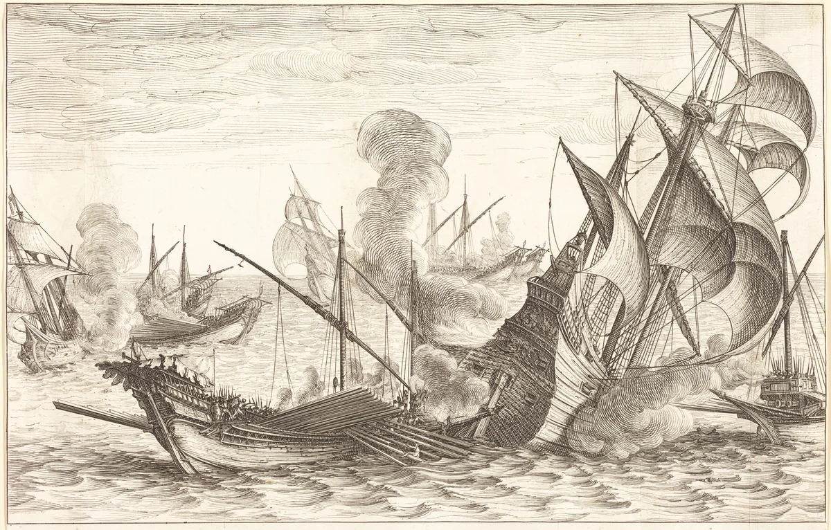 The Second Naval Battle by Jacques Callot, print, 1614