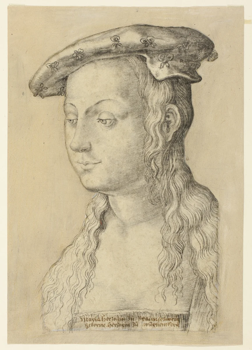 Maria Duchess of Brunswick, Born Duchess of Wurttemburg by Christoph Schwarz, drawing, 1500-1599