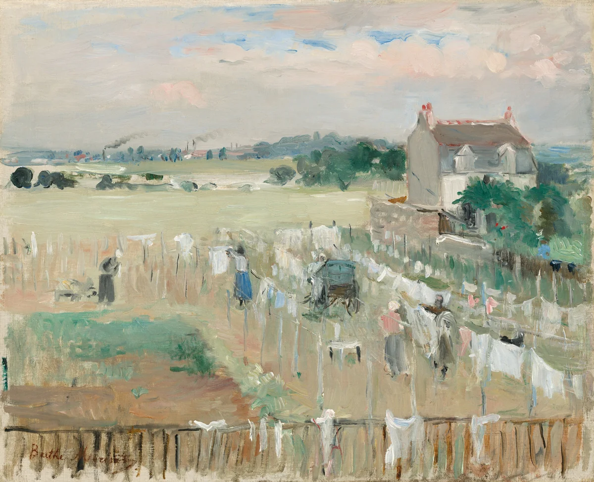 Hanging the Laundry out to Dry by Berthe Morisot, painting, 1875