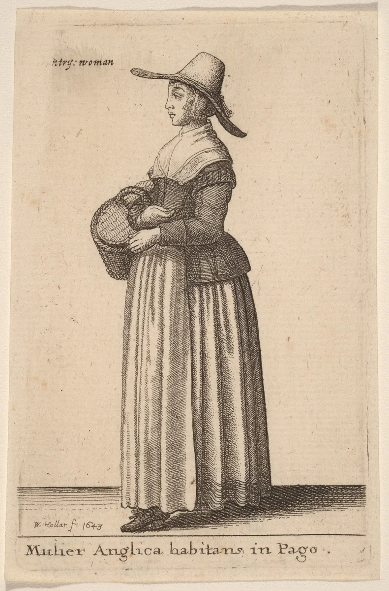 Mulier Anglica Habitans in Pago by Wenceslaus Hollar, print, 1643