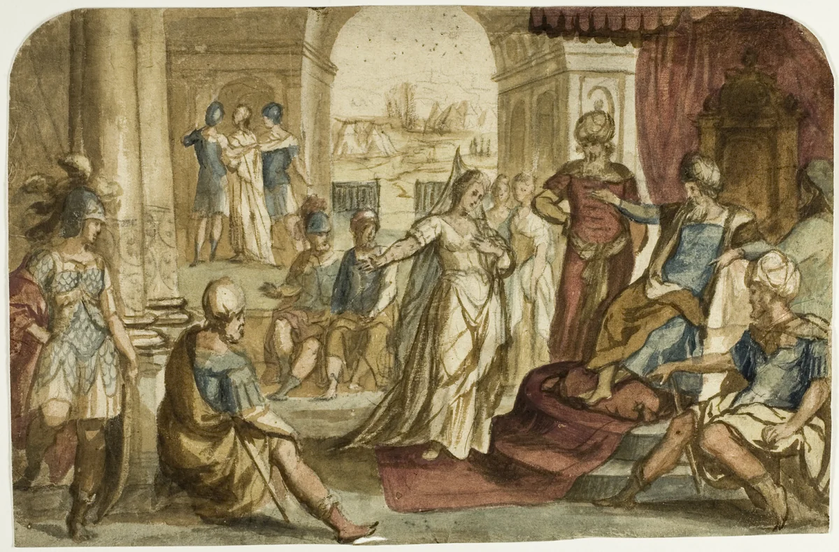 Woman before a King by Frans Francken II, painting, 1590-1709