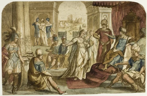 Woman before a King by Frans Francken II, painting, 1590-1709