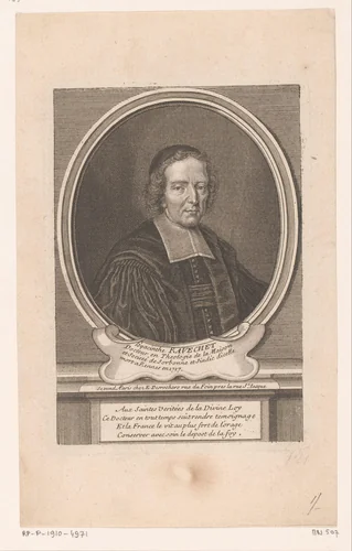 Portret van Hyacinthe Ravechet by Étienne Desrochers, print, 1726