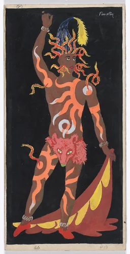 Powatan. Costume design for the ballet Pocahontas by Karl Free, drawing, 1936