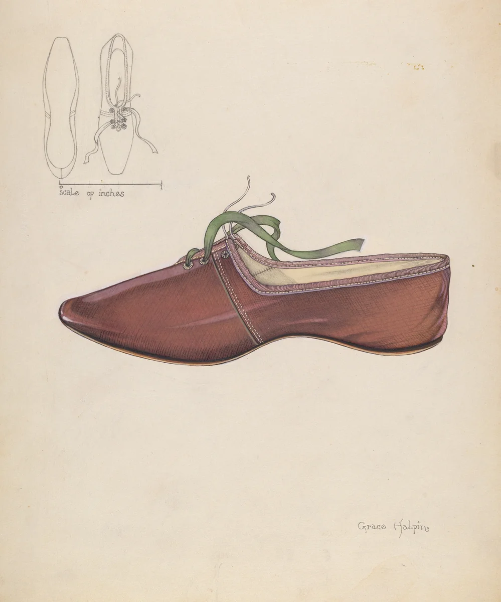 Woman's Slipper by Grace Halpin, index of american design, 1937