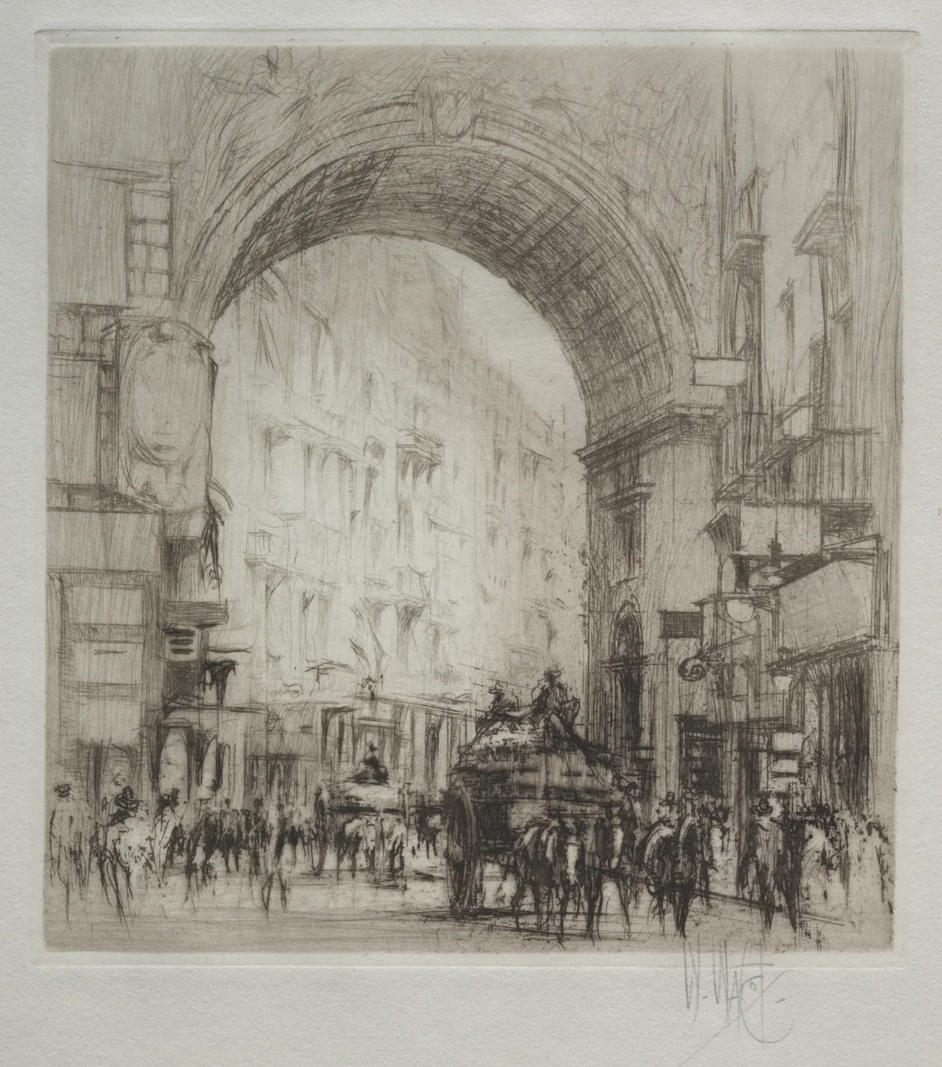 Arco San Carlo, Naples by William Walcot, print, 1921