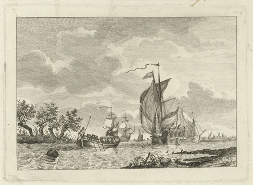 Riviergezicht by Gerrit Groenewegen, print, 1764-1826