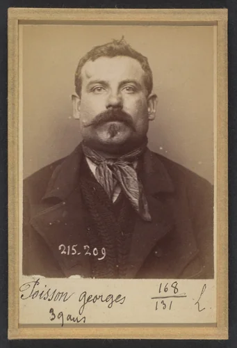 Poisson. Georges. 38 ans, né à Boulogne (Seine). Chaudronnier. Anarchiste. 6/3/94 by Alphonse Bertillon, photograph, 1894