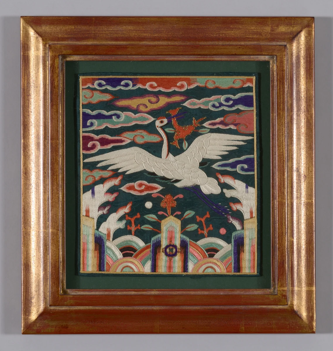 Rank Badge for a Mid-level Government Official (known as "Hyumpae" meaning front and back) by Korea, textile, 1801-1900