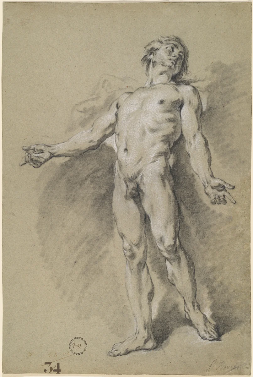 Apollo by François Boucher, drawing, 1752