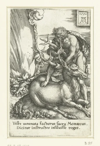Hercules vangt het Arcadische hert by Unknown, print, 1550