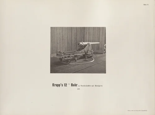 Krupp's 12 cm. Rohr in Oberdecklaffete mit Mittelpivot by Hugo van Werden, photograph, 1872