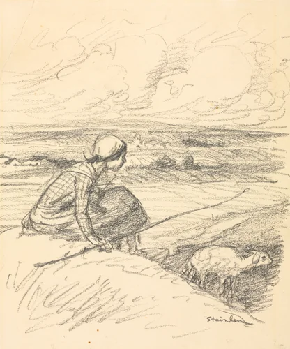 The Shepherdess by Théophile Alexandre Steinlen, drawing, 1859-1923