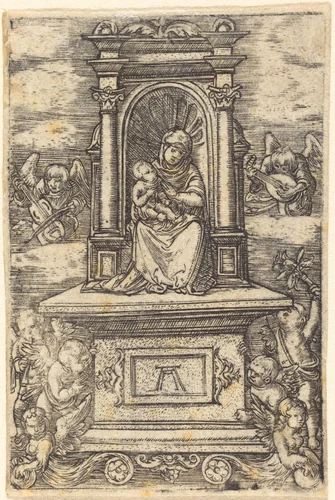 The Beautiful Virgin of Regensburg on an Altar by Albrecht Altdorfer, print, 1519-1520