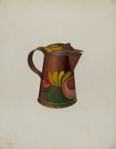 Toleware Syrup Pot by Mildred Ford, index of american design, 1941