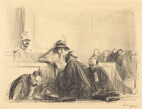Avocat parlant à sa cliente (Lawyer Talking to His Client) by Jean-Louis Forain, print, 1915