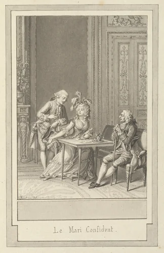 Le mari confident by Antoine Borel, drawing, 1790