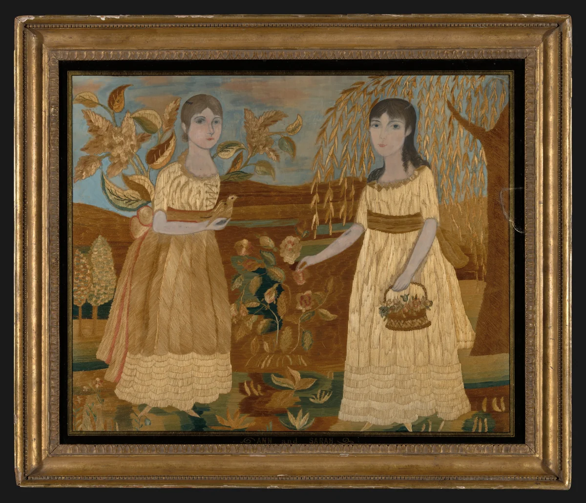 Picture Depicting Ann and Sarah (Needlework) by United States, textile, 1801-1825