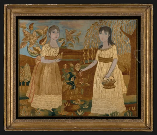 Picture Depicting Ann and Sarah (Needlework) by United States, textile, 1801-1825