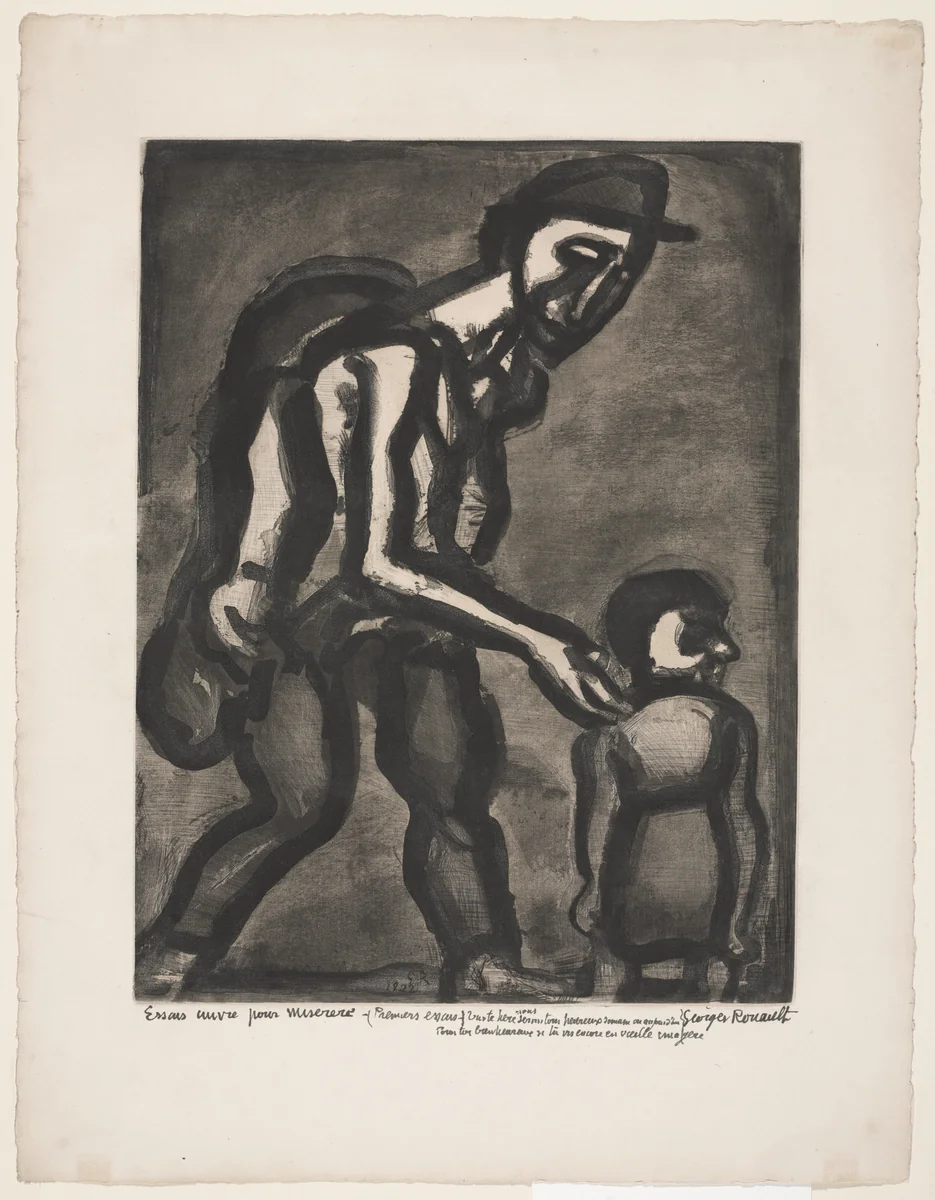 Trial proof for Take Refuge in Your Heart, Miserable Vagabond, plate IV from Miserere by Georges Rouault, print, 1922