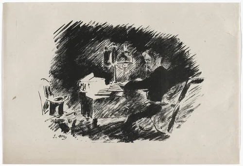 Sous la lampe (Under the Lamp) (plate 1) from Le Corbeau (The Raven) by Édouard Manet, illustrated book, 1875