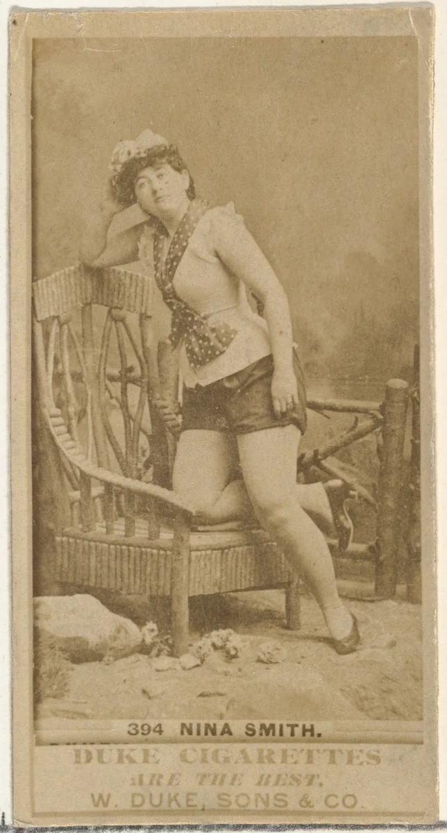 Card Number 394, Nina Smith, from the Actors and Actresses series (N145-7) issued by Duke Sons & Co. to promote Duke Cigarettes by W. Duke, Sons & Co., photograph, 1880-1889