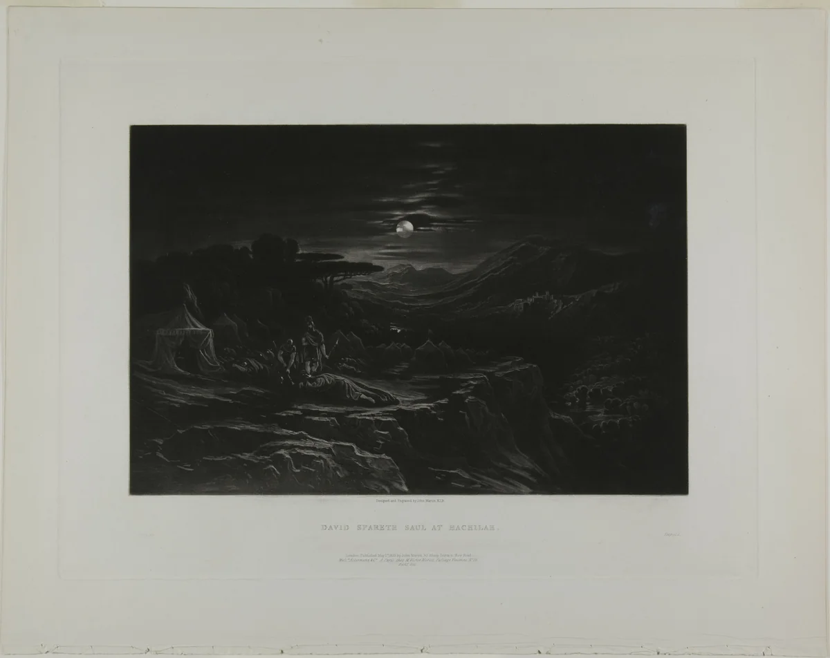 David Spareth Saul at Hachilah, from Illustrations of the Bible by John Martin, print, 1835
