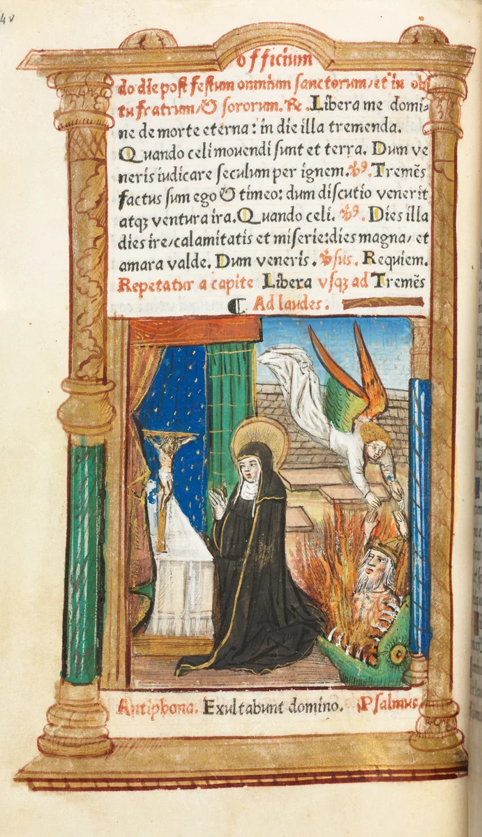 Printed Book of Hours (Use of Rome): fol. 84v, Dominican Nun in Prayer by Guillaume Le Rouge, book, 1510
