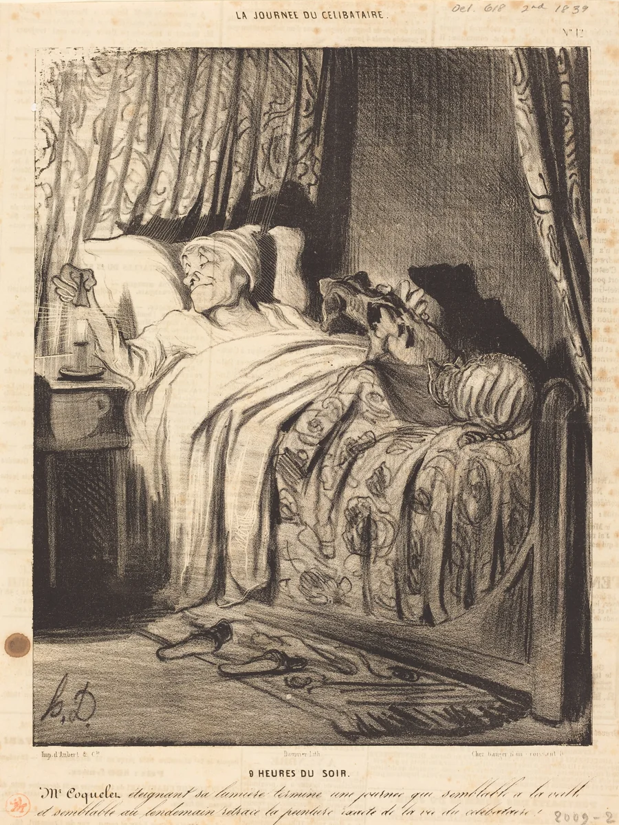 9 heures du soir by Honoré Daumier, print, 1839