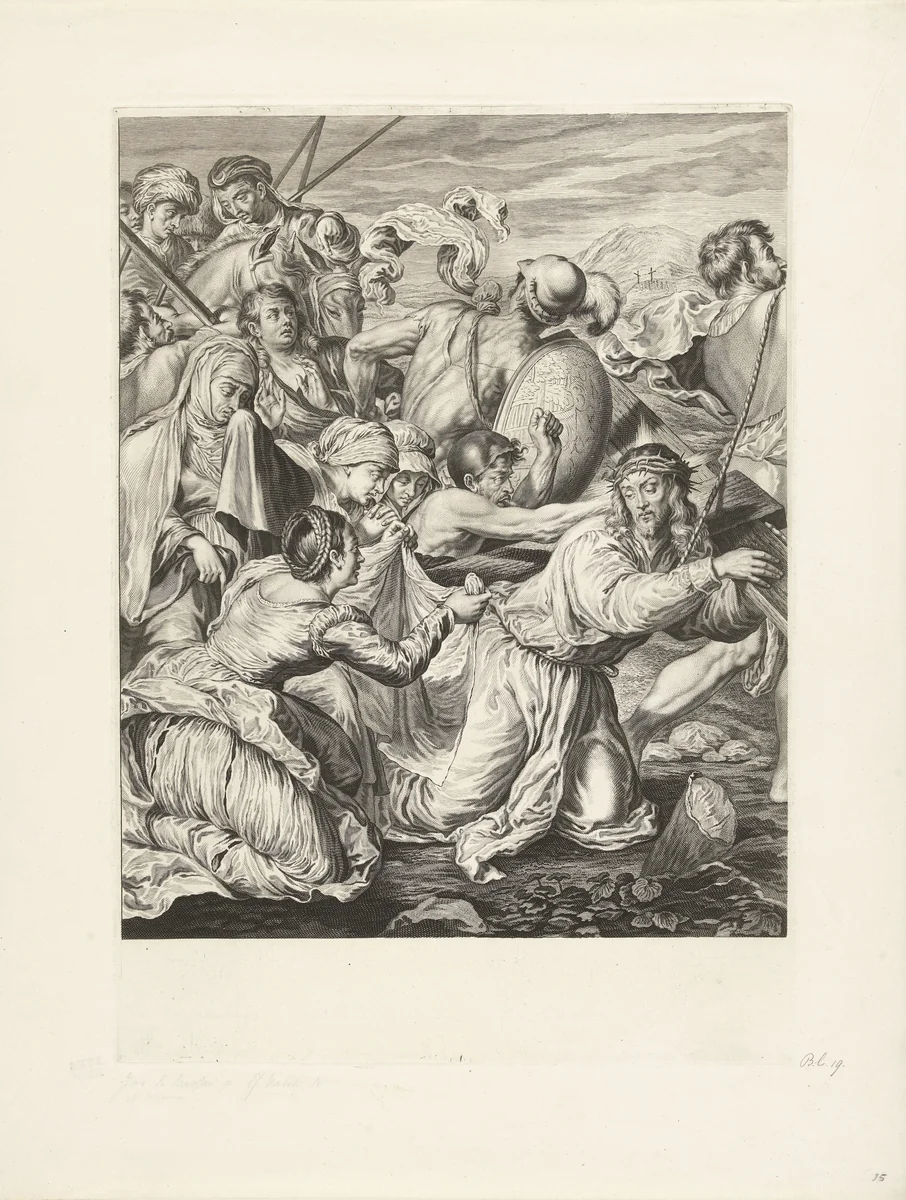 Kruisdraging by Jeremias Falck, print, 1655-1677