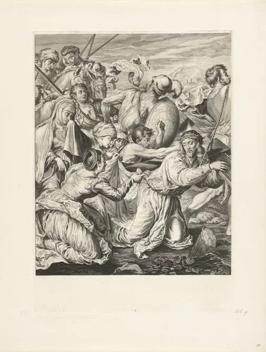 Kruisdraging by Jeremias Falck, print, 1655-1677