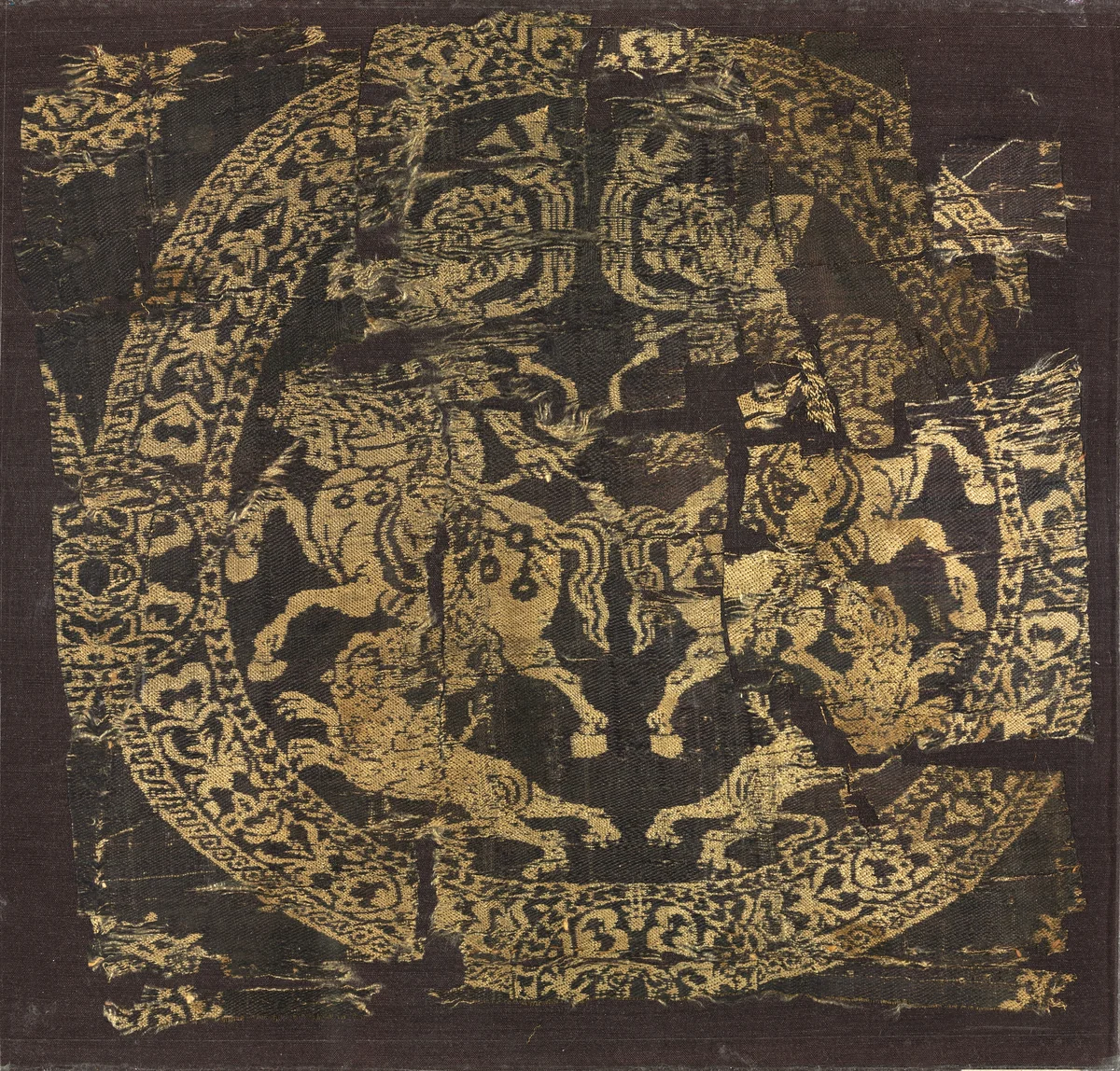 Roundel with Amazons, from a tunic by Unknown, textile, 600-899