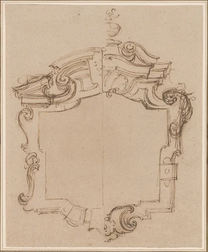 Design for a Frame Surmounted by a Lamp, Showing Two Alternative Ideas by anonymous, drawing, 1600-1799
