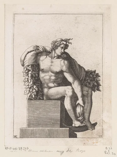 Zittend naakt by Unknown, print, 1585