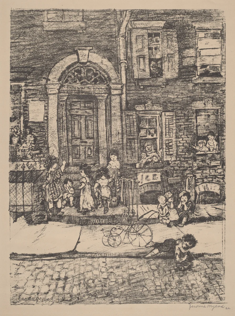 Street Scene (New York) by Jerome Myers, print, 1922