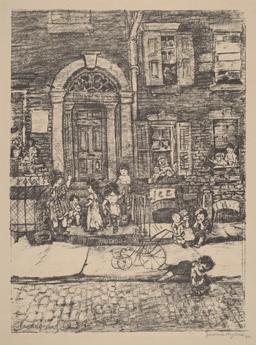 Street Scene (New York) by Jerome Myers, print, 1922