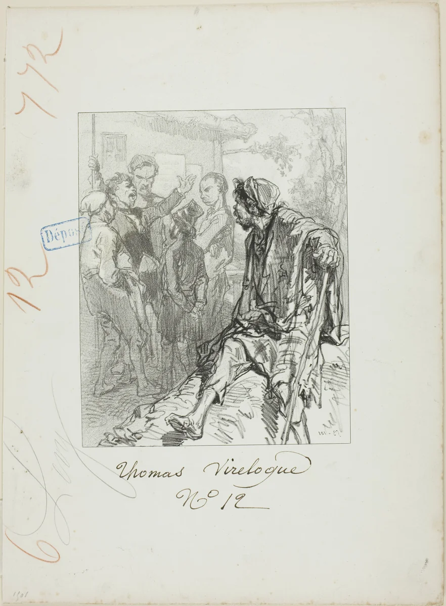 Les Propos de Thomas Vireloque: Ego! ego...ego - all equal (egaux-ego, buth pronounced alike) by Paul Gavarni, print, 1853