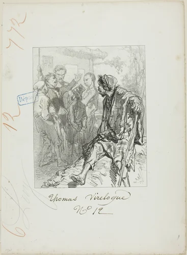 Les Propos de Thomas Vireloque: Ego! ego...ego - all equal (egaux-ego, buth pronounced alike) by Paul Gavarni, print, 1853